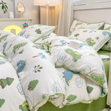 Tineit INS Girls Cherry Bedding Set Soft Washed Cotton Bed Sheet Queen King Size Simple Quilt Cover Pillowcase Bed Linens