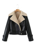 Tineit Leeana Shearling Faux Leather Aviator Jacket