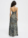 Tineit 2024 New slim V Neck Leopard Sleeveless Maxi Dress