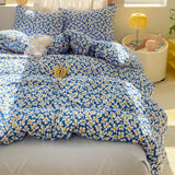 Tineit Bedding Set Floral Style Duvet Cover Pillowcase and Bedsheet Home Bed Linen Set Single/Queen Size Bedclothes