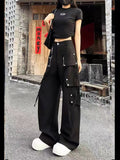 christmas outfit Tineit Women's Black Gothic Y2k Cargo Pants Harajuku Aesthetic Pants Japanese 2000s Style Vintage Trousers Fashion Emo Trashy Clothes