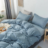 Tineit Checkerboard Bedding Set No Comforter Quilt Duvet Cover Pillowcase Flat Sheet Single Queen Size Polyester Bedclothes