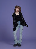 christmas outfit Tineit Korean Fashion Graphic Knitted Sweater Woman Harajuku Sweet Oversized Cropped Tops Off Shoulder Casual Loose Jumper Y2K