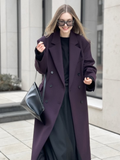 Tineit 2025 Spring Solid Women's Fashion Lapel Oversized Jacket Elegant Double Breasted Pockets Full Sleeve Coat Trendy Lady Streetwear