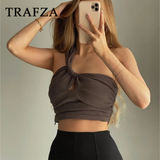 cold weather outfits Tineit 2024 Spring Summer Sexy Folds Women Tops Fashion Solid Strapless Backless Sleeveless Chic Ladies Mini Tops