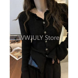 Tineit 2025 Y2k Grey Vintage Women Kint Sweater Harajuku Long Sleeve Cardigan Irregular Korean Fashion Slim Autumn Jerseys Casual