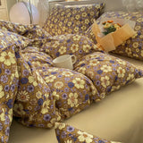 Tineit Bedding Set Floral Style Duvet Cover Pillowcase and Bedsheet Home Bed Linen Set Single/Queen Size Bedclothes