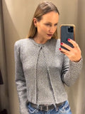 Tineit Sequin Knit Women Cardigan Full Sleeve Slim Female Sweater 2025 Spring Fashion O Neck Commute Single Breasted Lady Knitwear