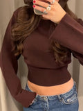 Tineit Knitted Slim Short Sweaters Women Pullover Elegant O-neck Long Sleeve Top Jumper Female 2025 Spring New Solid Casual Sweater Hot