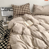 Tineit Checkerboard Bedding Sets Solid Color Fashion Single Double Queen Size Duvet Cover Flat Sheet Pillowcases Hotel Home Bed Linen