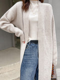 thanksgiving outfit Tineit Casual Knitted Solid Long Cardigan Women Korean Loose Long Open Sweaters Female Autumn Chic Warm Simple Daily Street Tops