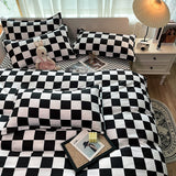 Tineit Ins Simple Style Duvet Cover Set with Pillowcases Flat Sheet No Comforter Grey Boys Girls Bedding Kit Single Twin Bed Linens