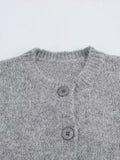 thanksgiving outfit Tineit Retro Knitted O-neck Short Cardigan Women Casual Loose Gray Single Breasted Sweaters Female Elegant Autumn Chic Base Knitwear