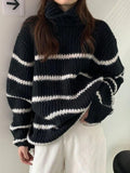 Tineit Turtleneck Striped Knit Sweater