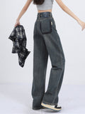 christmas outfit Tineit Women's Baggy Grey Jeans Harajuku Denim Trousers Japanese 2000s Style Y2k 90s Vintage Oversize Jean Pants Trashy Clothes 2025