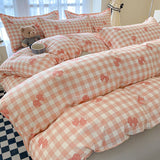 Tineit Fashion Bedding Set Hot Checkerboard Boys Girls Single Double Queen Size Flat Sheet Quilt Duvet Cover Pillowcase Bed Linens