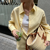 cold weather outfits Tineit 2024 Spring Summer Casual Striped Women Shirts Fashion Vintage Turn-down Collar Single Breasted Thin Ladies Shirts