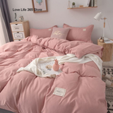 Tineit Solid Pink Color Bedding Set Soft Polyester Flat Sheet Full Size For Male And Female Double-sided Availability Bedroom Decor