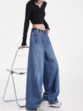 christmas outfit Tineit Women's Dark Blue Y2k Jeans Harajuku Japanese 2000s Style Baggy Aesthetic Denim Trousers Vintage Jean Pants Trashy Clothes 2025