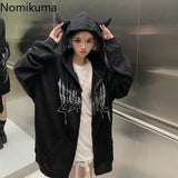 Tineit Streetwear BF Women Jackets 2025 Ropa Mujer Hooded Harajuku Casual Fashion Zipper Oversized Outwear Korean Vintage Y2k Coat