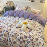 Tineit Rabbit Bedding Set Cute Sweetheart Spring Soft Flat Sheet Duvet Cover Pillowcase Single Double Queen Size Bed Linen