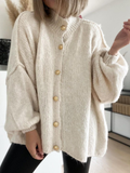 Tineit Casual Solid Cardigan Women Sweater Office Long Lantern Sleeve Oversized O-neck Pullover Long Sleeve Top 2025 Autumn Jumpers