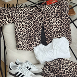 cold weather outfits Tineit 2024 Spring Summer Casual LEOPARD Women Jackets Fashion Vintage Turn-down Collar Zipper Streetwear Ladies Jackets