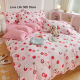 Tineit Garden Flowers And Cute Rabbit Pattern Duvet Cover Nordic Style Full Size Bedding Sets Queen Double For Girls Gift Pink