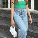 cold weather outfits Tineit 2024 Autumn Winter Casual Women Jeans Fashion Streetwear Vintage Pockets Tierred High Waist Chic Ladies Long Denim Pants