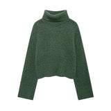 thanksgiving outfit Tineit Casual Knitted Solid Turtleneck Sweater Women Winter Loose Short Pullover Sweaters Female Autumn Warm Chic Simple Knitwear