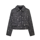 Tineit Glitter Sequins Diamonds Coat Women Single Breasted Loose Lapel Shining Luxurious Fashion Jacket Female Evening Party Coats Top