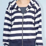 Tineit 2024 Fall Fashion Vintage Striped Zip Up Hoodie