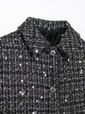 Tineit Glitter Sequins Diamonds Coat Women Single Breasted Loose Lapel Shining Luxurious Fashion Jacket Female Evening Party Coats Top