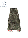 christmas outfit Tineit Women's A-line Camouflage Skirt Vintage 90s Aesthetic Y2k Long Cargo Skirt Harajuku Korean Jeans Skirt Emo 2000s Clothes Summer