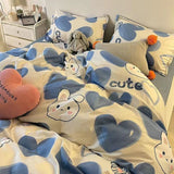 Tineit Kawaii Cartoon Bedding Set No Filling New Arrival Soft Boys Girls Single Double Duvet Cover Flat Sheet Pillowcase Kit