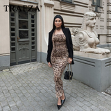 cold weather outfits Tineit 2024 Spring Summer Streetwear LEOPARD Print Women Suits Fashion Strapless Sleeveless Tops+Chic Elegant Pencil Long Skirts