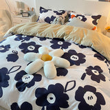 Tineit Rabbit Bedding Set Cute Sweetheart Spring Soft Flat Sheet Duvet Cover Pillowcase Single Double Queen Size Bed Linen