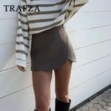 cold weather outfits Tineit 2024 Autumn Winter Women Casual Mini Asymmetrical Skirts Shorts Fashion Sexy High Waist Solid Back Pockets Female Shorts