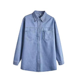 thanksgiving outfit Tineit 2024 Autumn New Women's Casual Versatile Collar Long Sleeve Single breasted Loose Pocket Denim Shirt