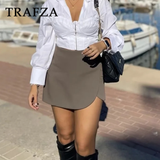 cold weather outfits Tineit 2024 Autumn Winter Women Casual Mini Asymmetrical Skirts Shorts Fashion Sexy High Waist Solid Back Pockets Female Shorts