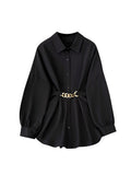 christmas outfit Tineit Women's Black Gothic Shirts and Blouses Y2k Vintage Harajuku 2000s Elegant Oversize Polo-Neck Long Sleeve Shirts Clothes Summer