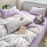 Tineit Romantic Tulip Pink Bedding Set Bed Flat Sheet Pillowcase Twin Full Queen Princess Style Bed Linen Kids Girls Floral Duvet Cover