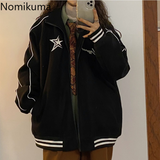 Tineit Nomikuma Jackets for Women 2025 Star Letter Embroidery Stand Neck Thick Warm Chaqueta Retro Harajuku Street Fashion Veste Femme