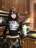 Tineit Lace Patchwork Sexy Crop Tops Harajuku Grunge Bow Printing Clothes Streetwear 2025 Women Y2k Aesthetic Half High Collar T-shirt