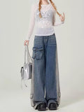 christmas outfit Tineit Women Blue Baggy Cargo Jeans Harajuku Aesthetic Denim Trousers Y2k Vintage Japanese 2000s Style Loose Jean Pants Trashy Clothes