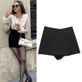 Tineit Ladies Fashion High Waist Shorts Skirts Woman Spring Summer Asymmetric Shorts Skirts Black Mini Skirt Shorts Woman Shorts Female