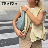 cold weather outfits Tineit 2024 Spring Summer Casual Women Vests Fashion Vintage Solid Pockets Ruched O Neck Zippers Sleeveless Ladies Vests