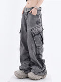 christmas outfit Tineit Women's Baggy Y2k Cargo Jeans Harajuku Emo Denim Trousers 90s Streetwear Aesthetic Y2k Jean Pants Vintage 2000s Trashy Clothes