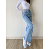 Tineit Washed High Waist Slim Flare Jeans