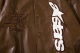 Tineit 2024 Fall Fashion Vintage Embroidery Star Leather Jacket